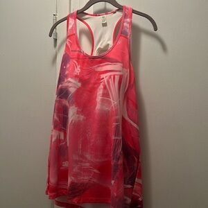 Bright pink designed tank top with built in bra